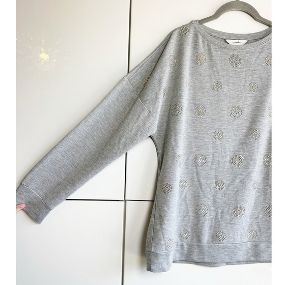 CJ Banks Rhinestone Sweatshirt Gray With Gold and Silver Rhinestones Size X -14W - Picture 5 of 9